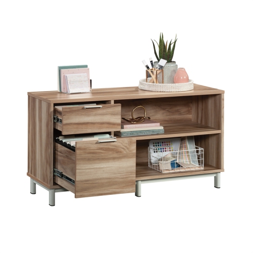 Sauder Bergen Circle Engineered Wood File Credenza in Kiln Acacia Finish