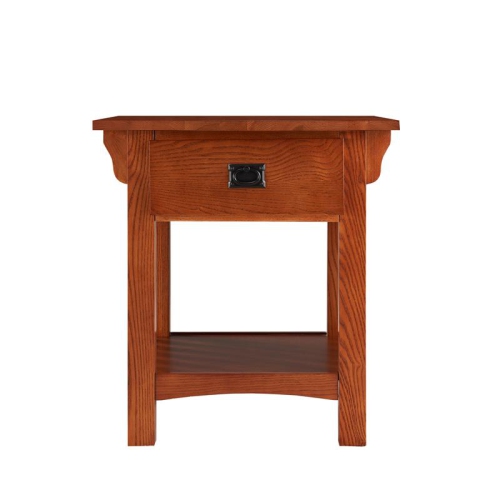 Leick Home Wood Mission Impeccable Locking Drawer Side Table in Medium Oak