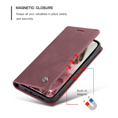 CaseMe Wallet Case Anti-Fall Retro Handmade Leather Magnetic Case Card Slot for iPhone 14 Plus - Free Shipping