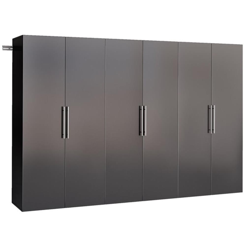 Prepac HangUps 3 Piece 108" Wooden Garage Storage Cabinet Set E in Black