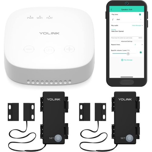 YOLINK  Speakerhub & Two Outdoor Contact Sensors Smart Home And Security Kit, Driveway Alert