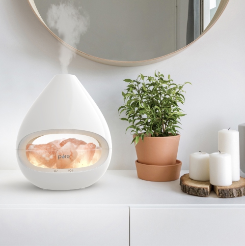 Pure Enrichment PureGlow Crystal Himalayan Salt Rock Lamp & Ultrasonic Oil Diffuser