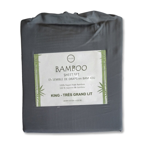 Cotton House - Bamboo Sheet Set, Hypoallergenic, King Size, Dark Gray