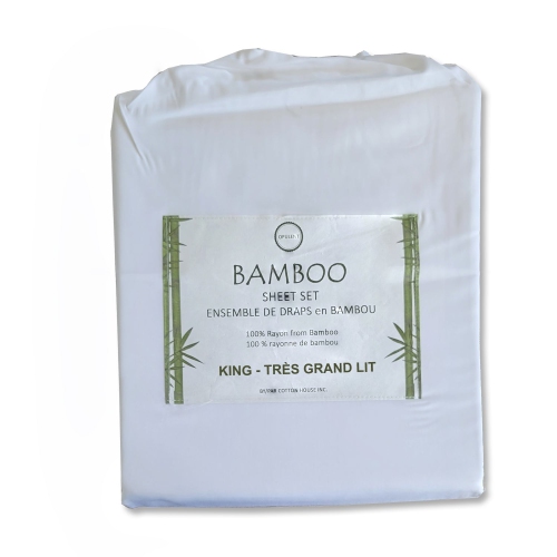 Cotton House - Bamboo Sheet Set, Hypoallergenic, King Size, White