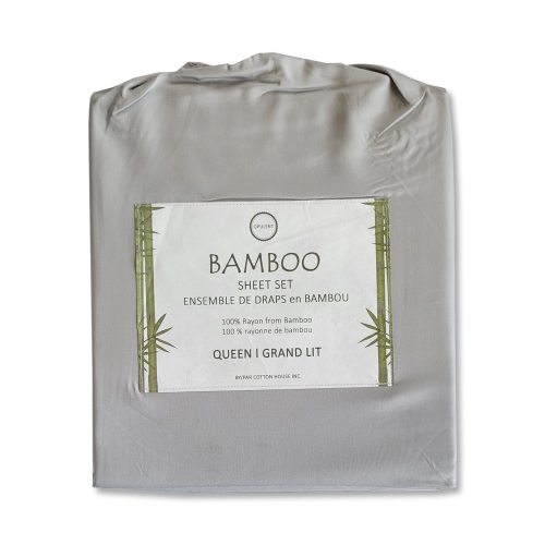 Cotton House - Bamboo Sheet Set, Hypoallergenic, Queen Size, Pale Gray