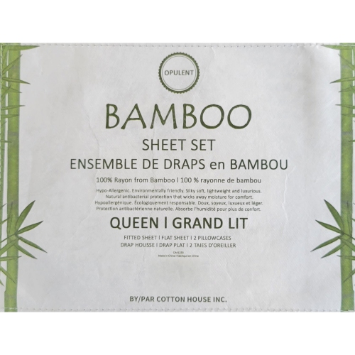 Cotton House - Bamboo Sheet Set, Hypoallergenic, Queen Size, Pale Gray