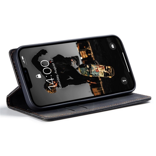 CaseMe Magnetic Stand Flip Protective Cover Leather Flip Cover Purse Style with ID & Credit Card Slots Holder for iPhone 14 - Black