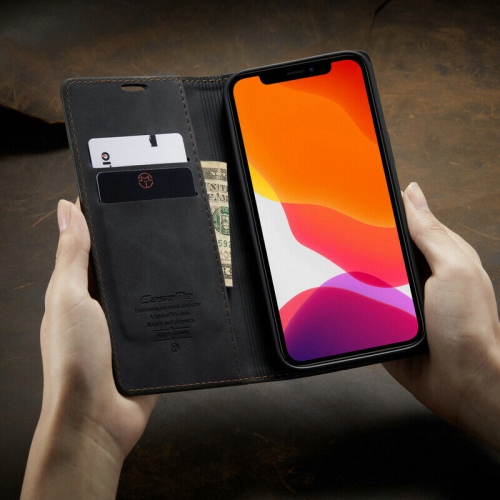 CaseMe Magnetic Stand Flip Protective Cover Leather Flip Cover Purse Style with ID & Credit Card Slots Holder for iPhone 14 - Black