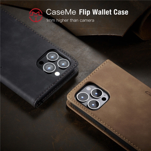 CaseMe Magnetic Stand Flip Protective Cover Leather Flip Cover Purse Style with ID & Credit Card Slots Holder for iPhone 14 PRO - Cyan