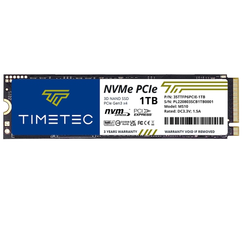 Timetec 1TB SSD NVMe PCIe Gen3x4 8Gb/s M.2 2280 3D NAND TLC 600TBW