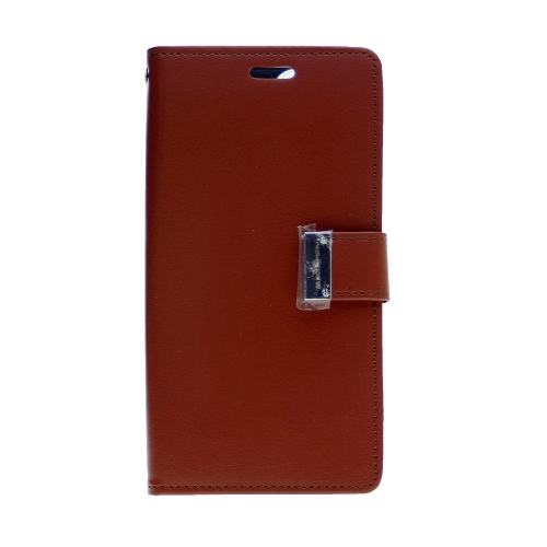 TopSave Goospery Rich MAX(5) Étui à rabat en cuir avec fente pour carte pour iPhone 14 Pro Max, marron