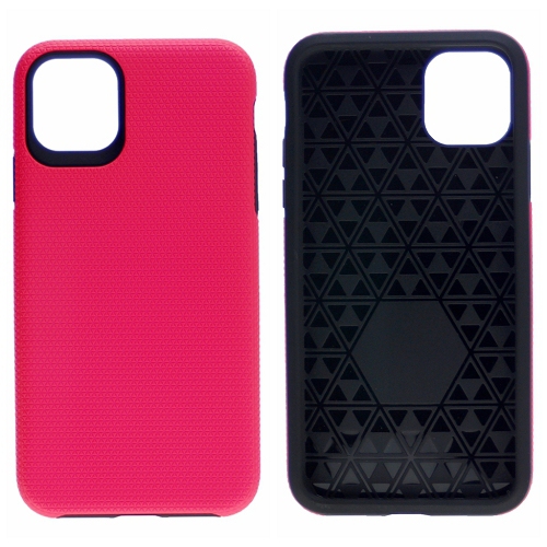 TopSave Triangle Pattern PC Back+Inner TPU Dual Layer Hybrid Case for iPhone 14 Plus(6.7"), Rose