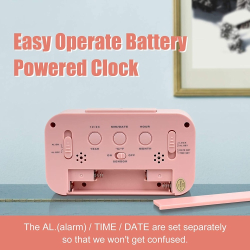 axGear Réveil numérique Grand écran LCD Thermomètre Smart Night Light Back Light