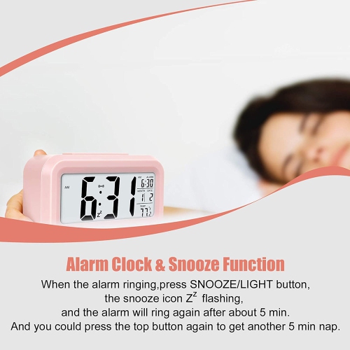 axGear Réveil numérique Grand écran LCD Thermomètre Smart Night Light Back Light