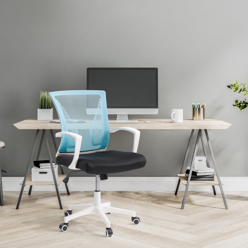 Fauteuil de bureau ergonomique à dossier en maille turquoise