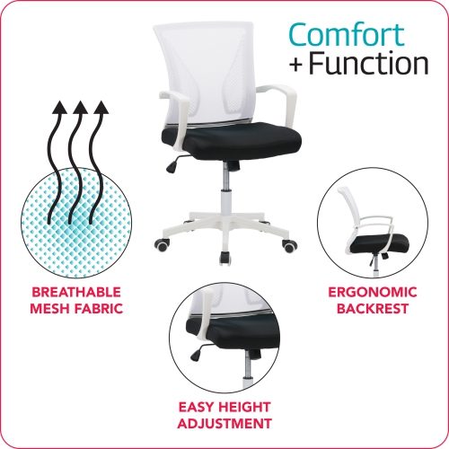 CorLiving Workspace Ergonomic White Mesh Back Office Chair