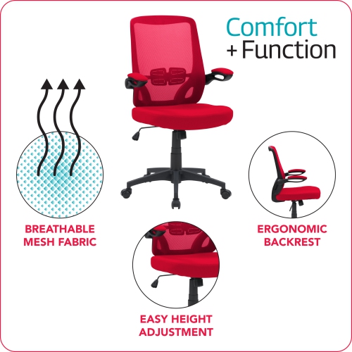 CorLiving Workspace High Mesh Back Office Chair in Red