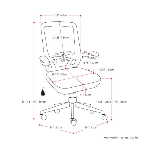 CorLiving Workspace High Mesh Back Office Chair in Red