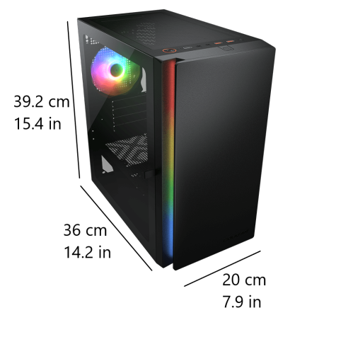 Cougar Purity RGB Mini ATX Computer Case, Tempered Glass Side Panel, 1x 120mm ARGB Fan Pre-Installed, Black