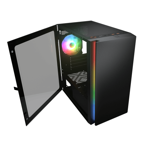 Cougar Purity RGB Mini ATX Computer Case, Tempered Glass Side Panel, 1x 120mm ARGB Fan Pre-Installed, Black