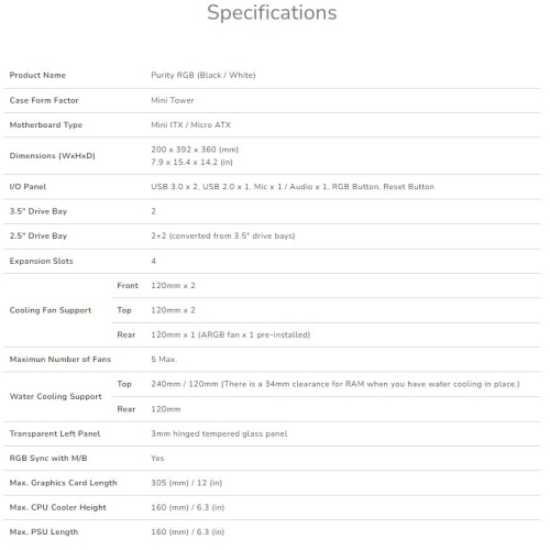 Cougar Purity RGB Mini ATX Computer Case, Tempered Glass Side Panel, 1x 120mm ARGB Fan Pre-Installed, Black