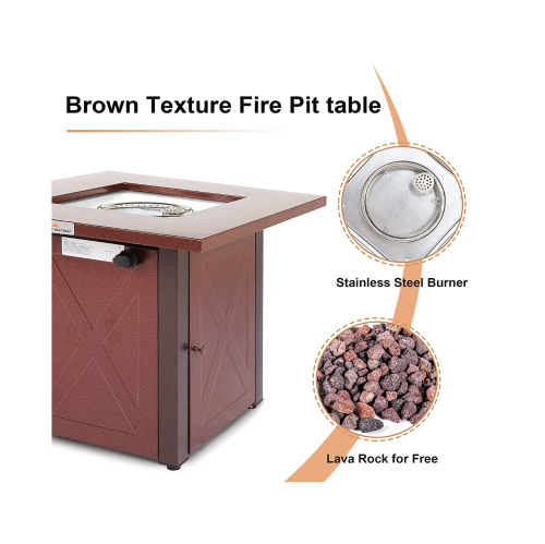 Chauffage hérité 28 pouces 50 000 btu en osier carré de propane Propane Pit Table - Brown - 79288049