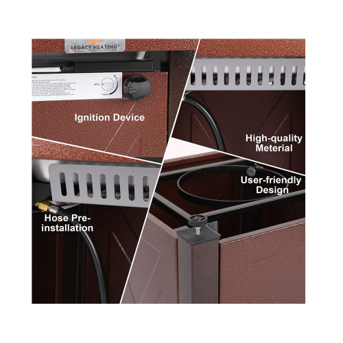 Chauffage hérité 28 pouces 50 000 btu en osier carré de propane Propane Pit Table - Brown - 79288049
