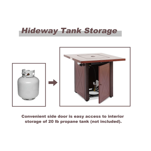 Chauffage hérité 28 pouces 50 000 btu en osier carré de propane Propane Pit Table - Brown - 79288049