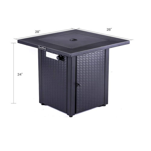 Legacy Heating 28 inch 50,000 BTU Wicker Square Propane Fire Pit Table - Black - 79288045