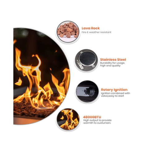 Legacy Heating 28 inch 50,000 BTU Wicker Square Propane Fire Pit Table - Black - 79288045