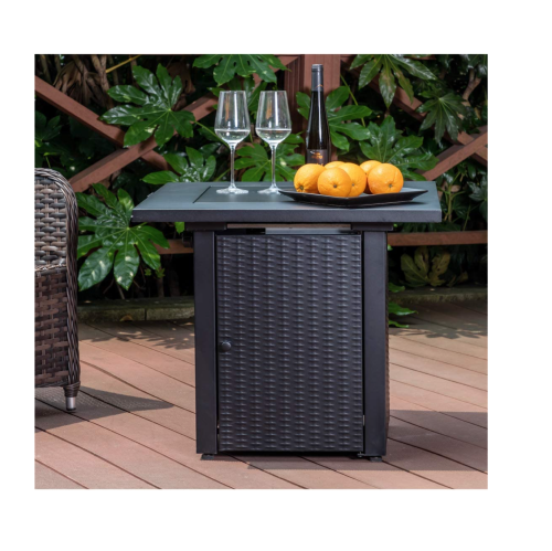 Legacy Heating 28 inch 50,000 BTU Wicker Square Propane Fire Pit Table - Black - 79288045
