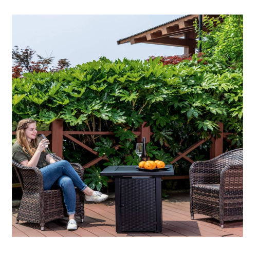 Legacy Heating 28 inch 50,000 BTU Wicker Square Propane Fire Pit Table - Black - 79288045