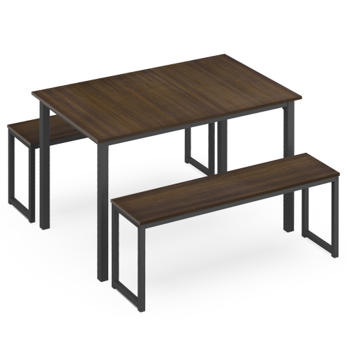 Ensemble de table de salle à manger pour 4 - Table de cuisine moderne en bois avec deux bancs Ensemble 3 pièces Table de cuisine Ensemble à déjeuner