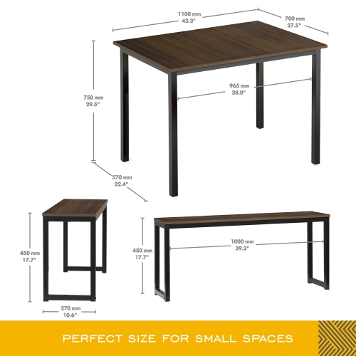 Ensemble de table de salle à manger pour 4 - Table de cuisine moderne en bois avec deux bancs Ensemble 3 pièces Table de cuisine Ensemble à déjeuner