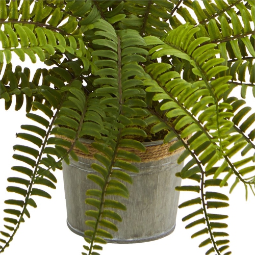 14" Assorted Ferns with Planter Artificial Plant in Green/Gray