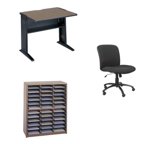 SAFCO  3 Piece Office Set Credenza Desk And File Organizer And Office Chair