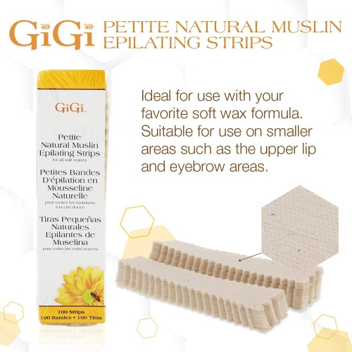 Gigi Natural Muslin Epilating Strips, Petite, 100 strips, 1 Count
