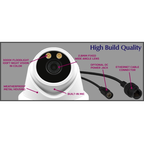 CTVISION Full Color Night Vision 4K Wired Audio Security Camera System, 16 Camera Surveillance Kit Outdoor DIY Audio 4TB HDD Included for Home