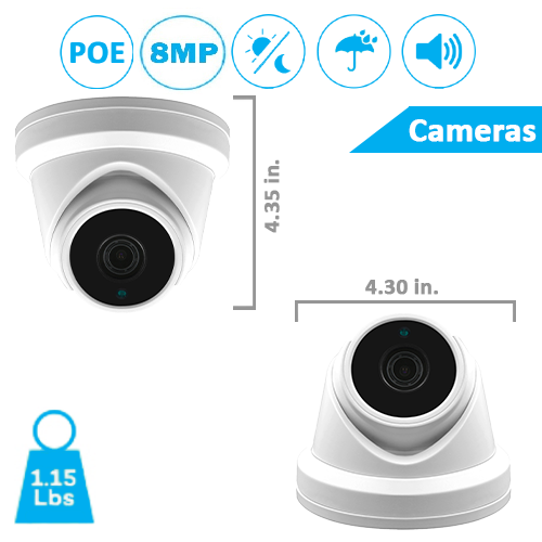 CTVISION 4K Wired Audio Security Camera System, 16 Camera Surveillance Kit Outdoor DIY Audio 4TB HDD Included for Home Business Security Camera System