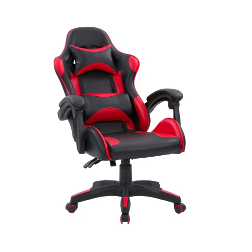 CorLiving Ravagers Comfortable Ergonomic Adjustable Gaming Chair, Black and Red