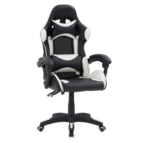 CorLiving Ravagers Comfortable Ergonomic Adjustable Gaming Chair, Black and White
