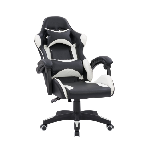 CorLiving Ravagers Comfortable Ergonomic Adjustable Gaming Chair, Black and White
