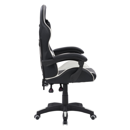 CorLiving Ravagers Comfortable Ergonomic Adjustable Gaming Chair, Black and White