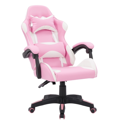 CorLiving Ravagers Comfortable Ergonomic Adjustable Gaming Chair, Pink and White