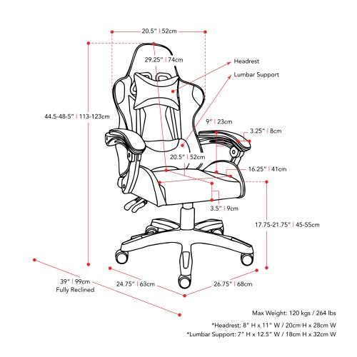 CorLiving Ravagers Comfortable Ergonomic Adjustable Gaming Chair, Pink and White