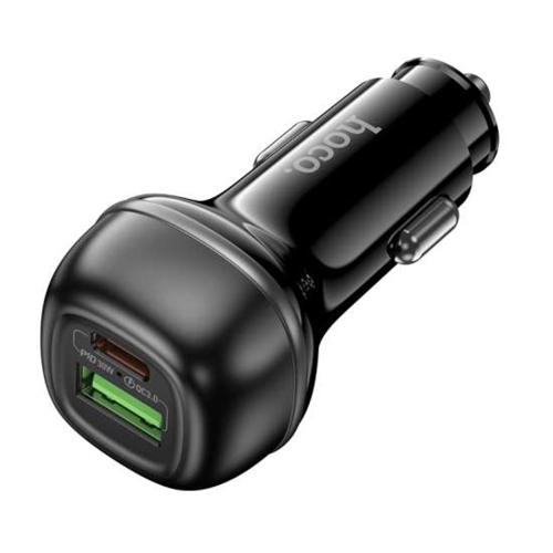 Deux ports PD 48&nbsp;W + chargeur pour l'auto QC3.0 à chargement rapide et câble USB-C à Lightning, noir