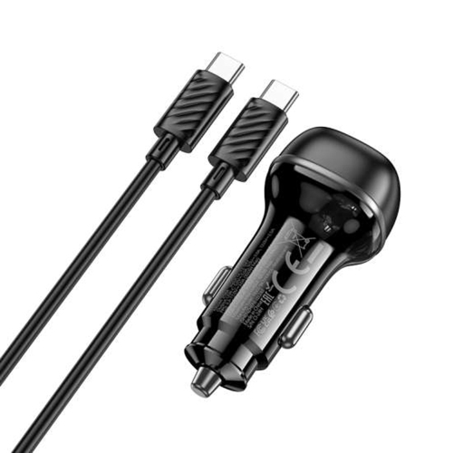 Deux ports PD 48&nbsp;W + chargeur pour l'auto QC3.0 à chargement rapide et câble USB-C à USB-C, noir