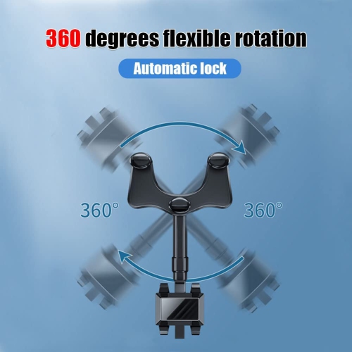 Universal 360 Degree Rotatable & Retractable Car Rearview Mirror Mount Stretch Rod Car Phone Holder for iPhone Samsung Phones