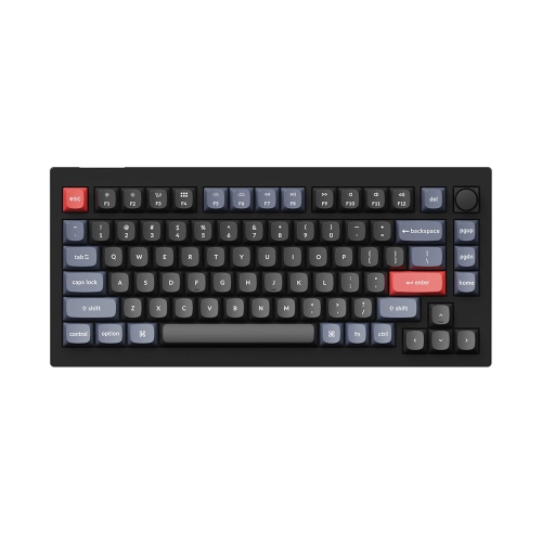 KEYCHRON  V1 Hotswap Mechanical Keyboard - RGB - Carbon Black - With Knob - K - 75% - Windows Mac Os (V1-D3) In Brown