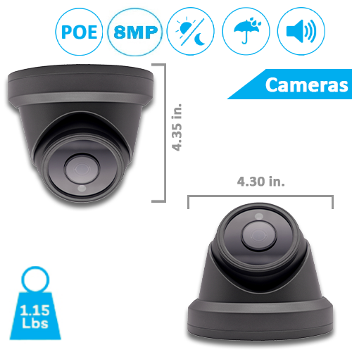 CTVISION 4K Wired Audio Security Camera System, 4 Camera Surveillance Kit Outdoor DIY Audio 2TB HDD Included for Home Business Security Camera System